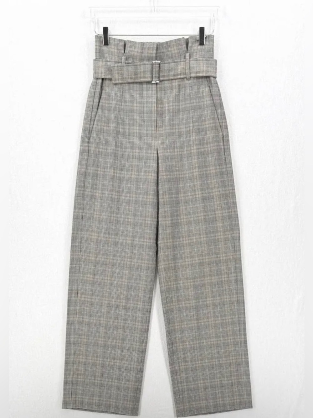 NWT Aritzia Babaton Plaid High waisted Power Pants with Belt